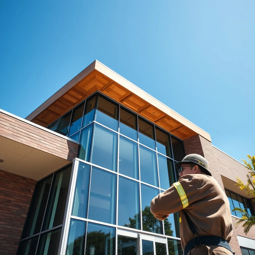 Modern hospital building with glass and brick exterior under clear blue sky in Western Australia.