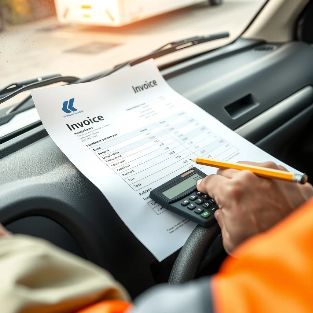 An invoice and a merchant statement on a ute dashboard with a calculator