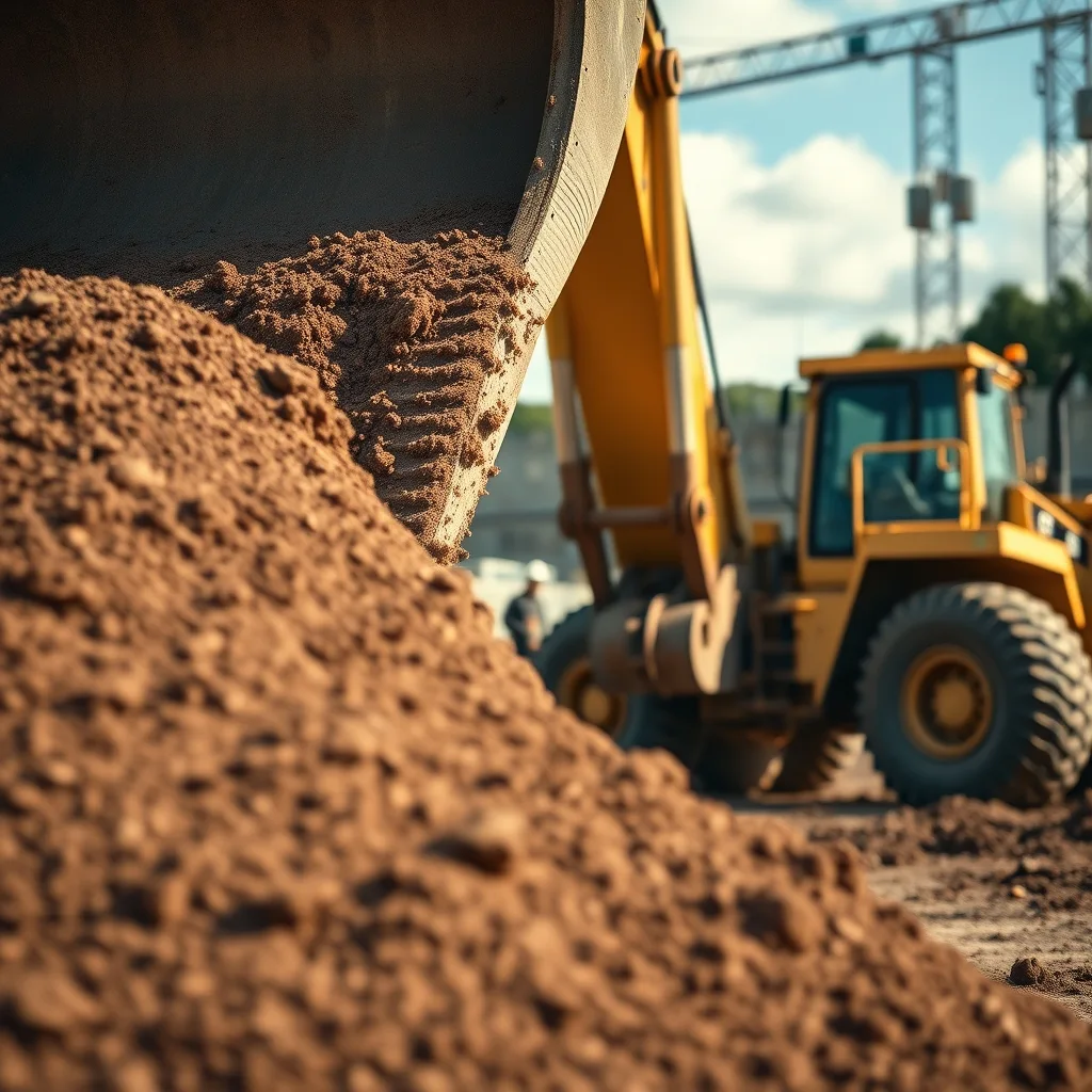 Earthmoving machinery operating on an excavated construction site in Hobart, Tasmania.