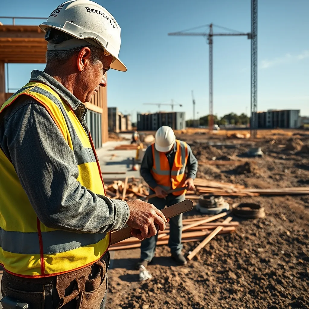 A mixed-use development site in Canberra with partial construction and cleared land under bright daylight.