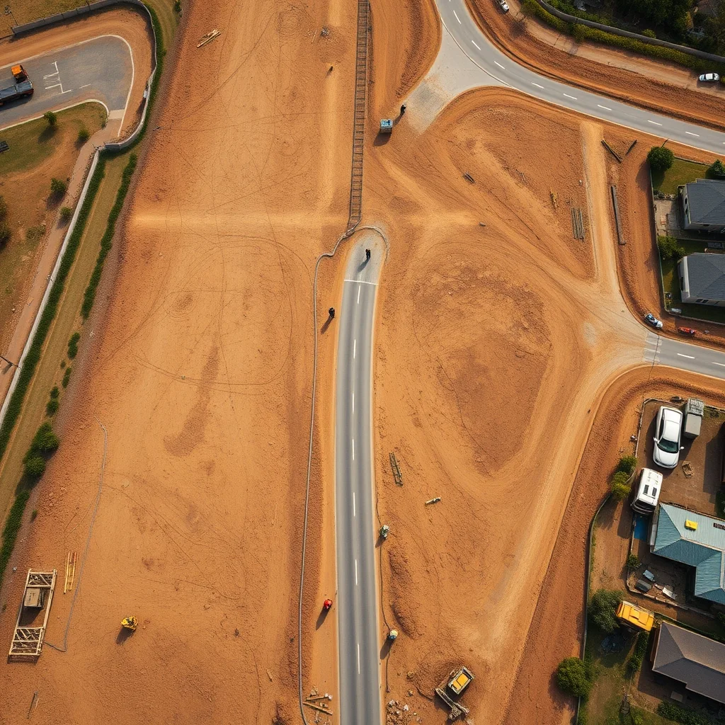 Aerial view of a large suburban development site with cleared land and marked-out roads on Queensland's Sunshine Coast.