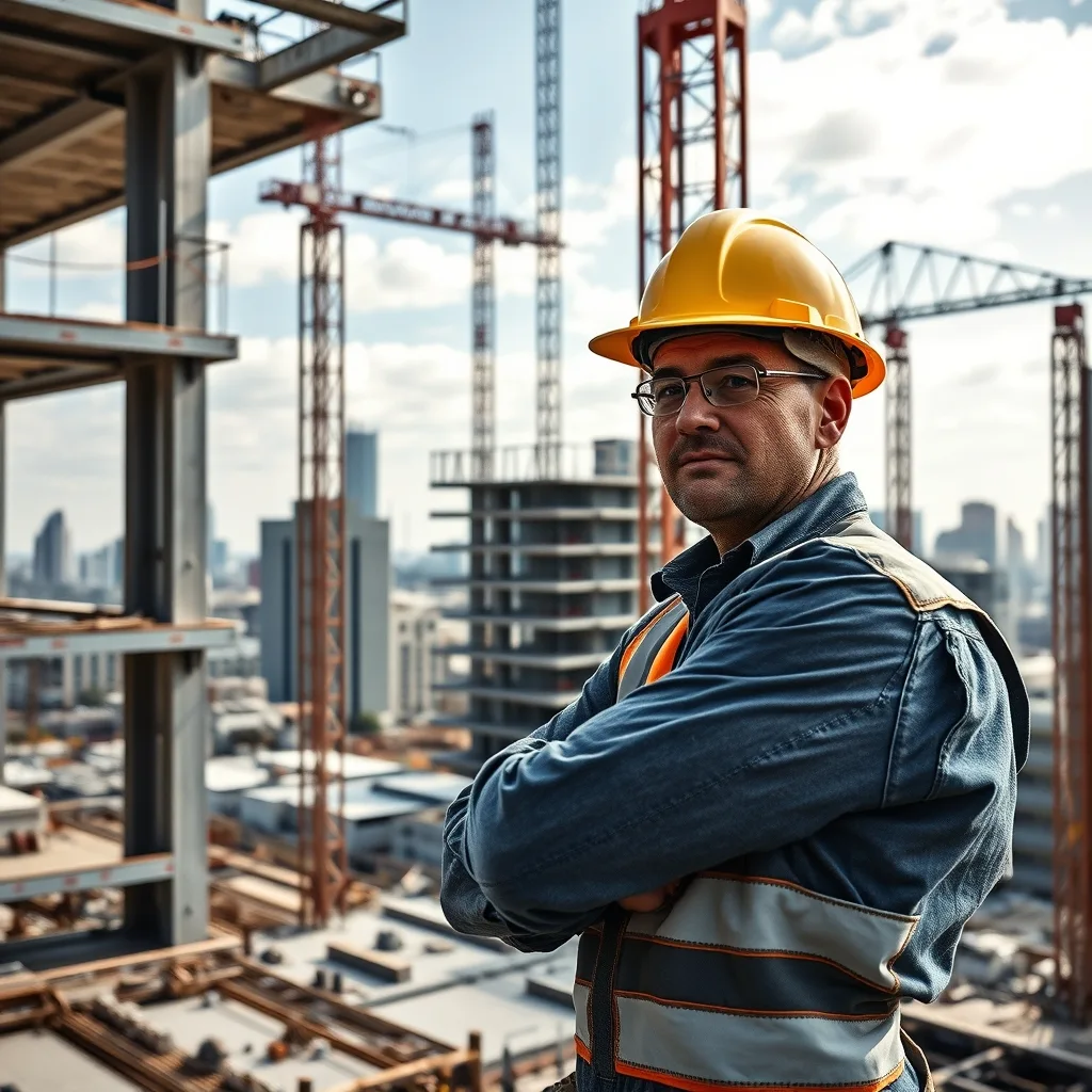 A large-scale hospital construction site with steel framework and concrete structural elements under development in suburban Melbourne.