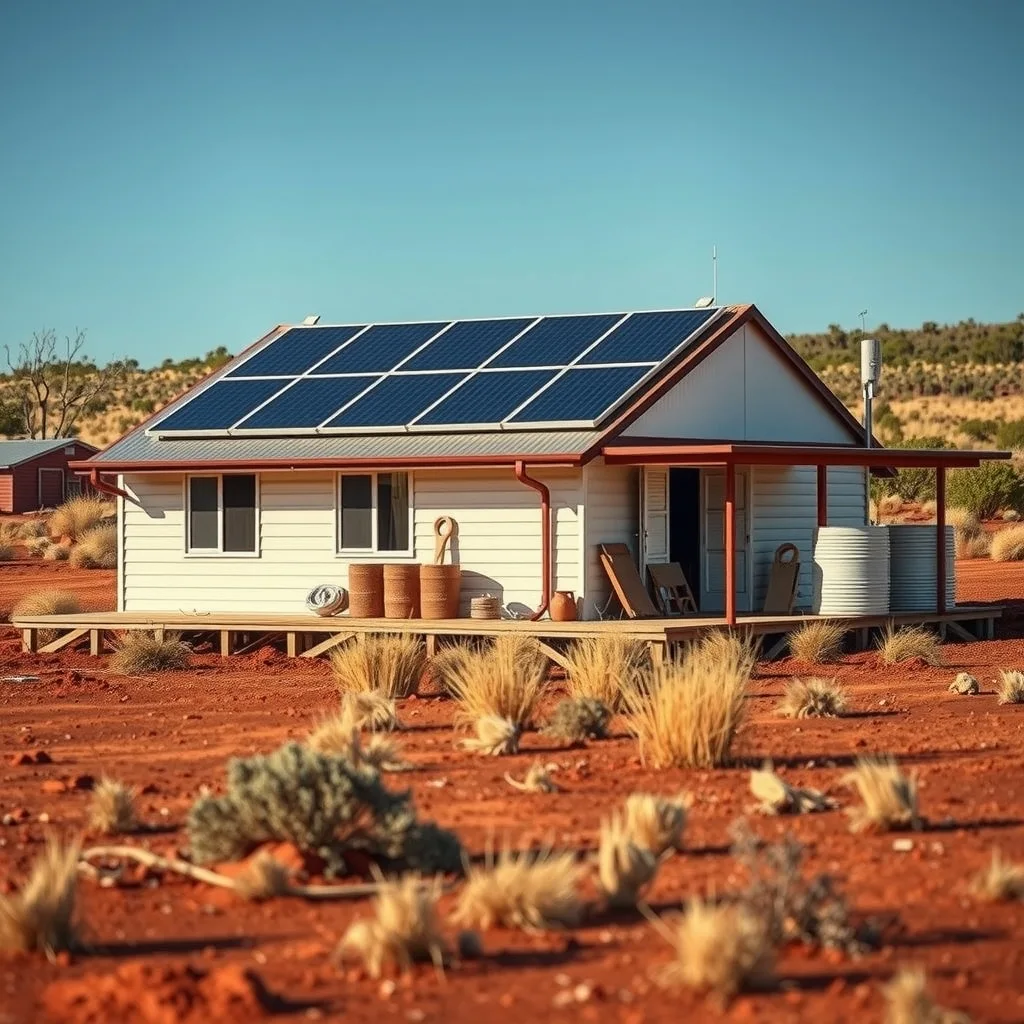 Solar panels on the roof of a single-storey home in remote northern Australia