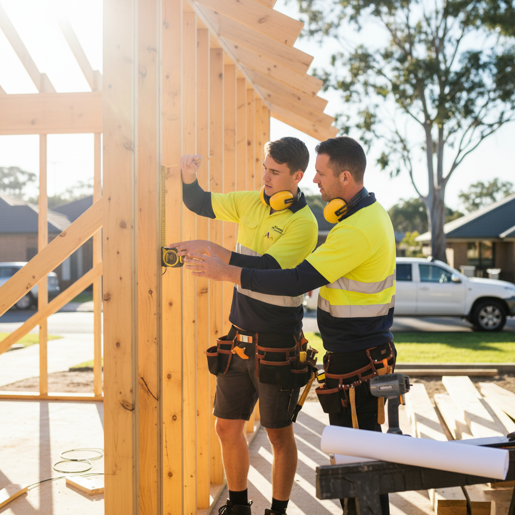 Illustration of an apprentice tradesperson at work