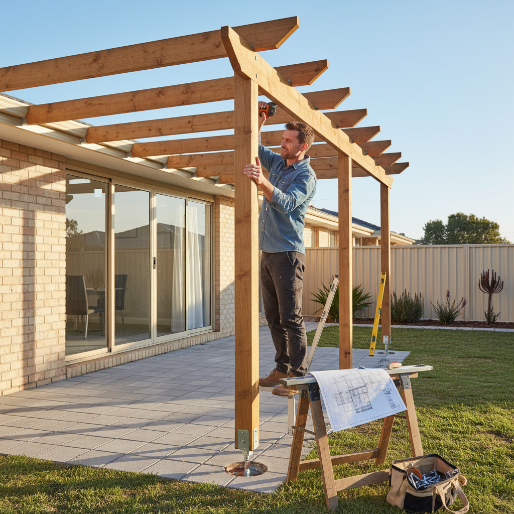 Illustration of a backyard pergola