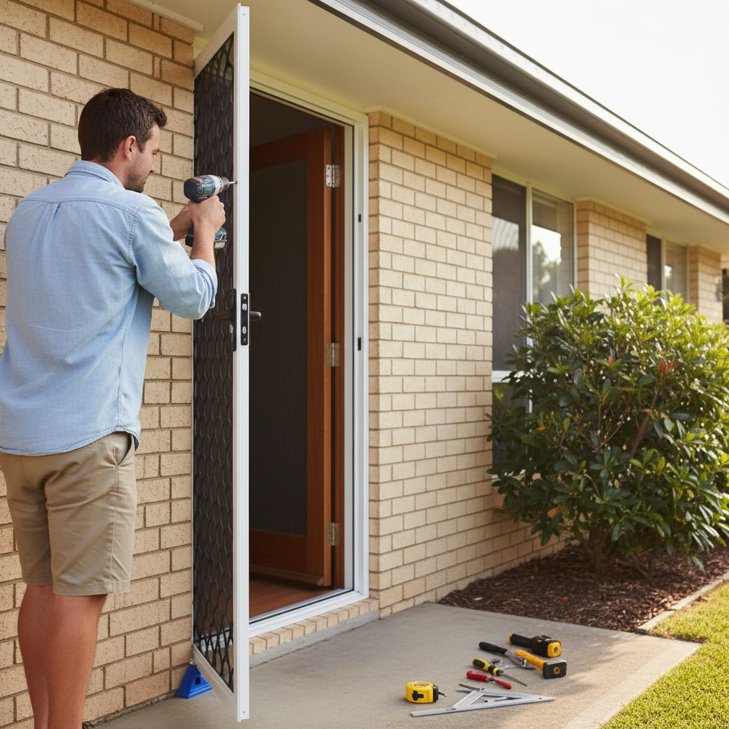 Illustration of a security screen door