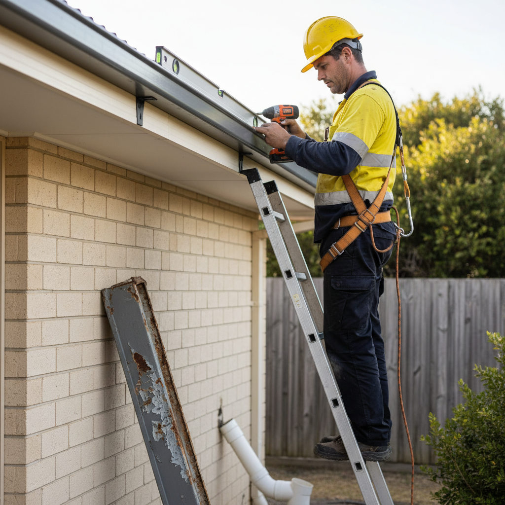Illustration of a roof gutter