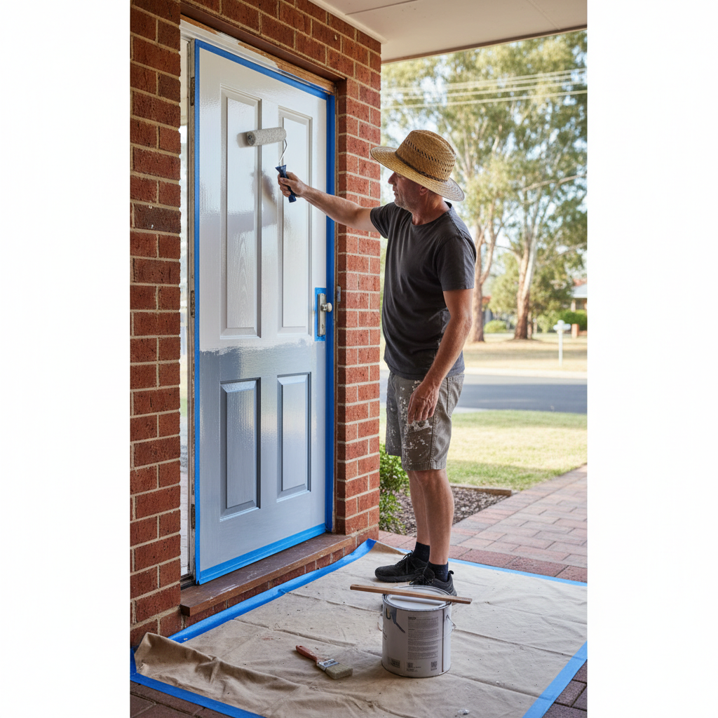 Illustration of a paintbrush and a door