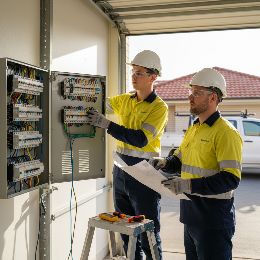 Illustration of an electrician at work