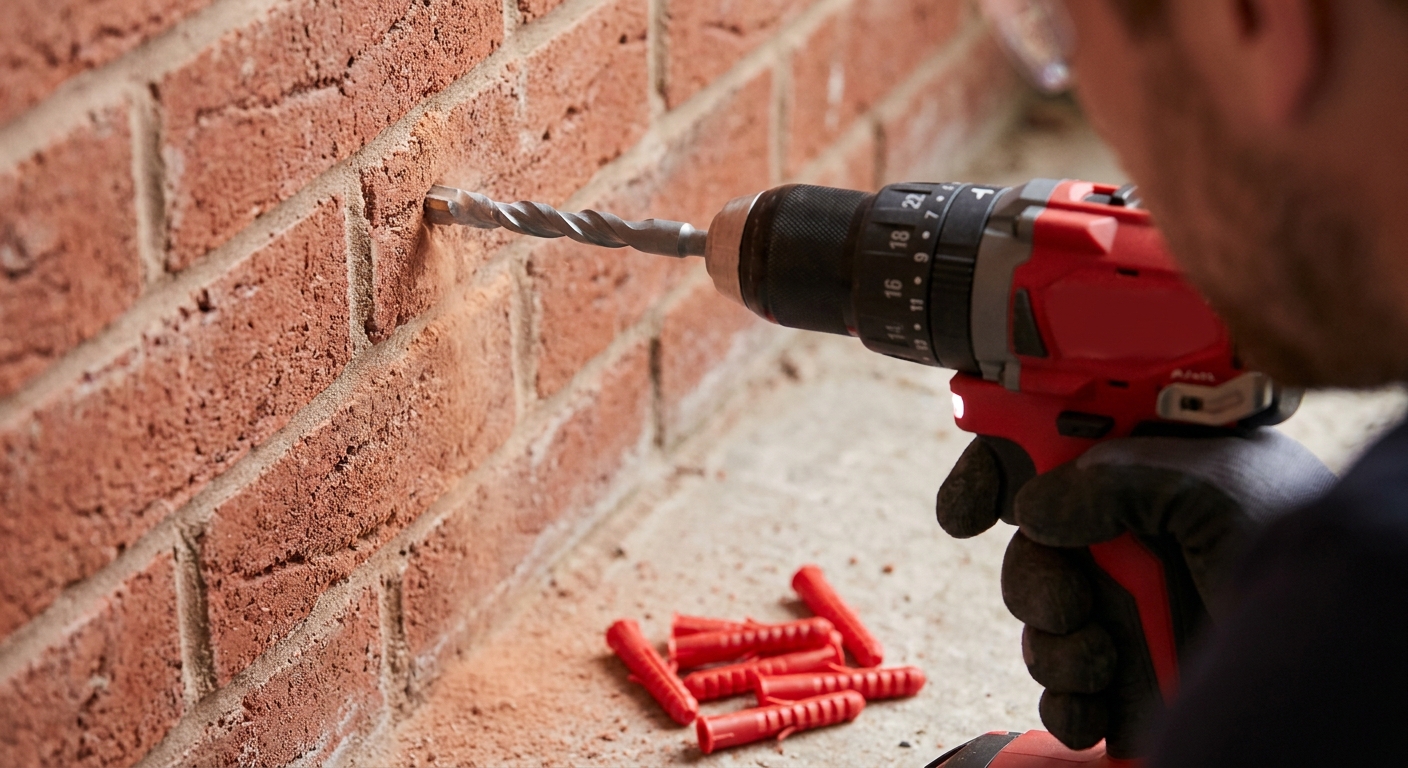 Step 4: Drill (masonry) or hammer (plaster)